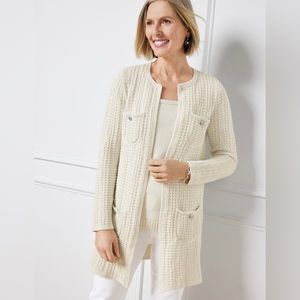NWT Talbots Textured Knit Metallic Coatigan. Size S